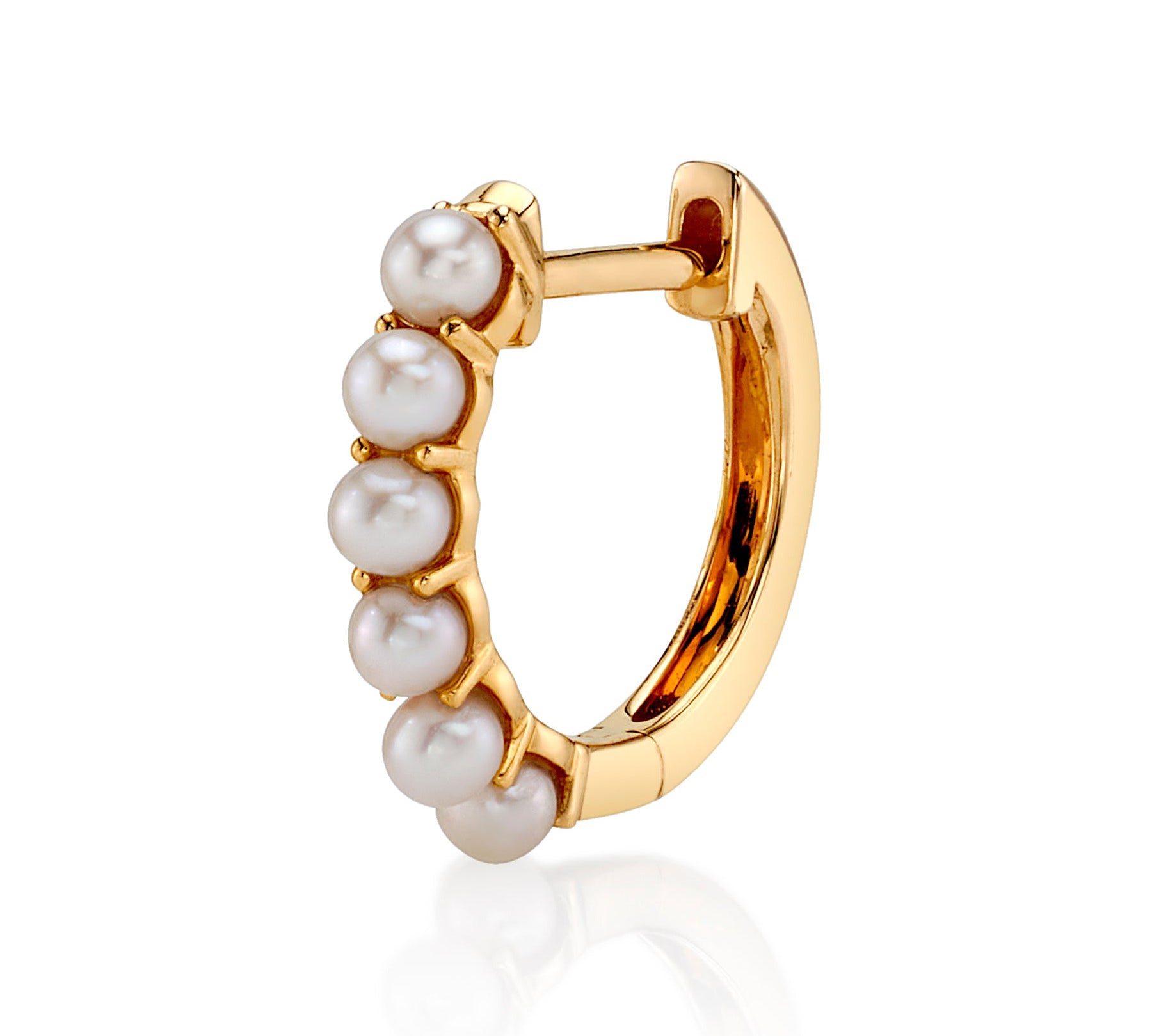 Thin Six-Pearl Huggie Huggie Earrings Roseark Deux Single  