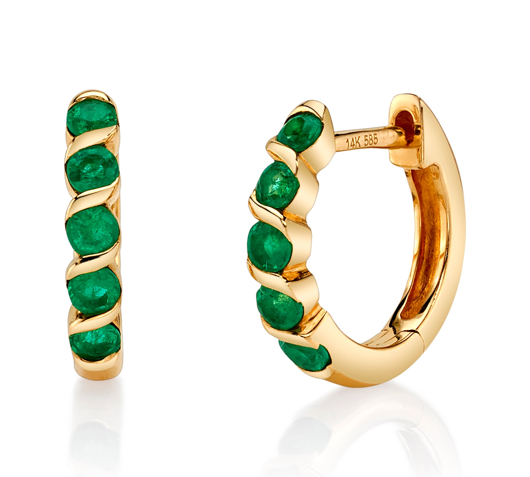 Five Stone Emerald Huggie Huggie Earrings Roseark Deux   