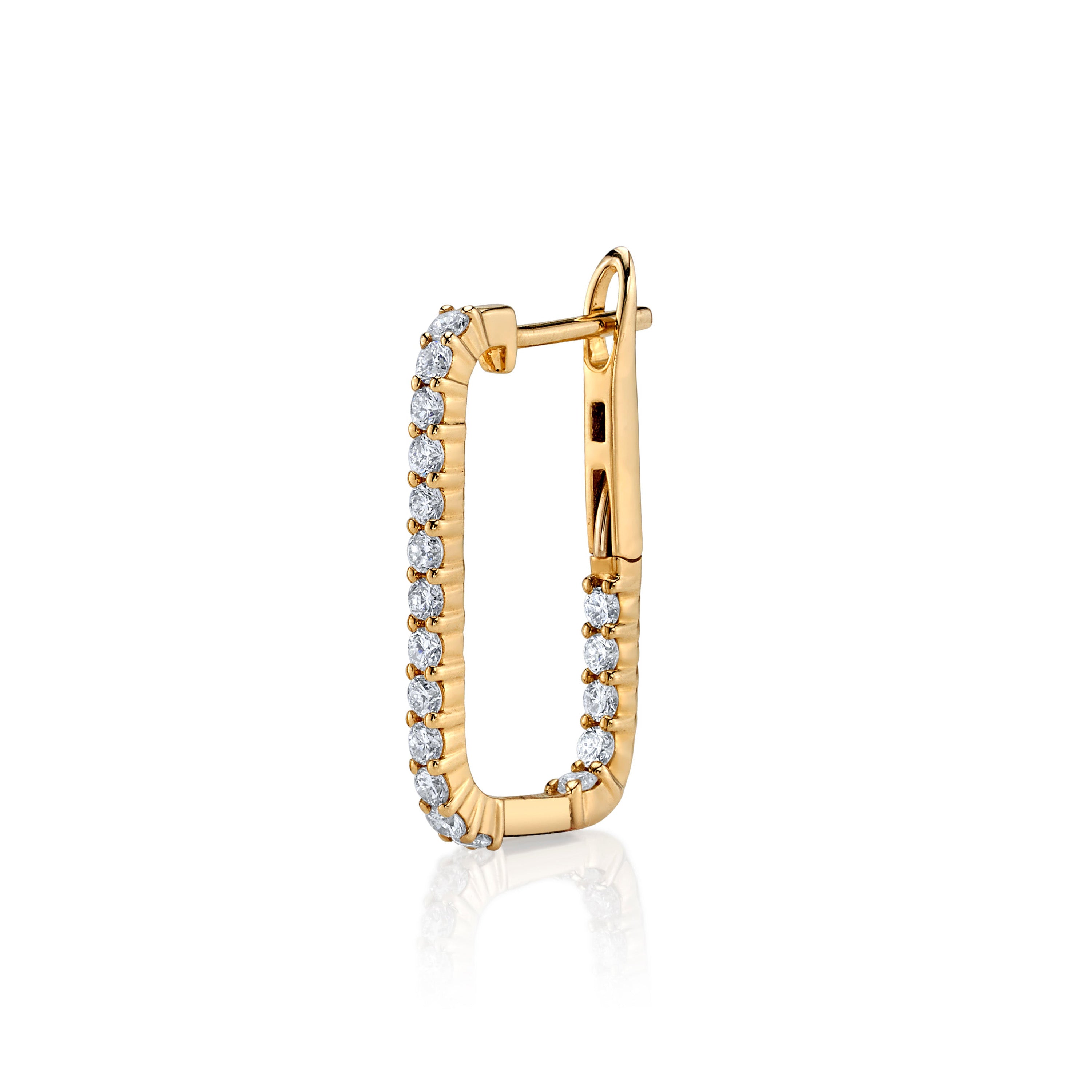 Inside-Out Rectangular Diamond Hoop Hoops Earrings Roseark Deux Single  