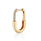 Pave Diamond Carbiner Hoop Hoops Earrings Roseark Deux Single Yellow Gold 