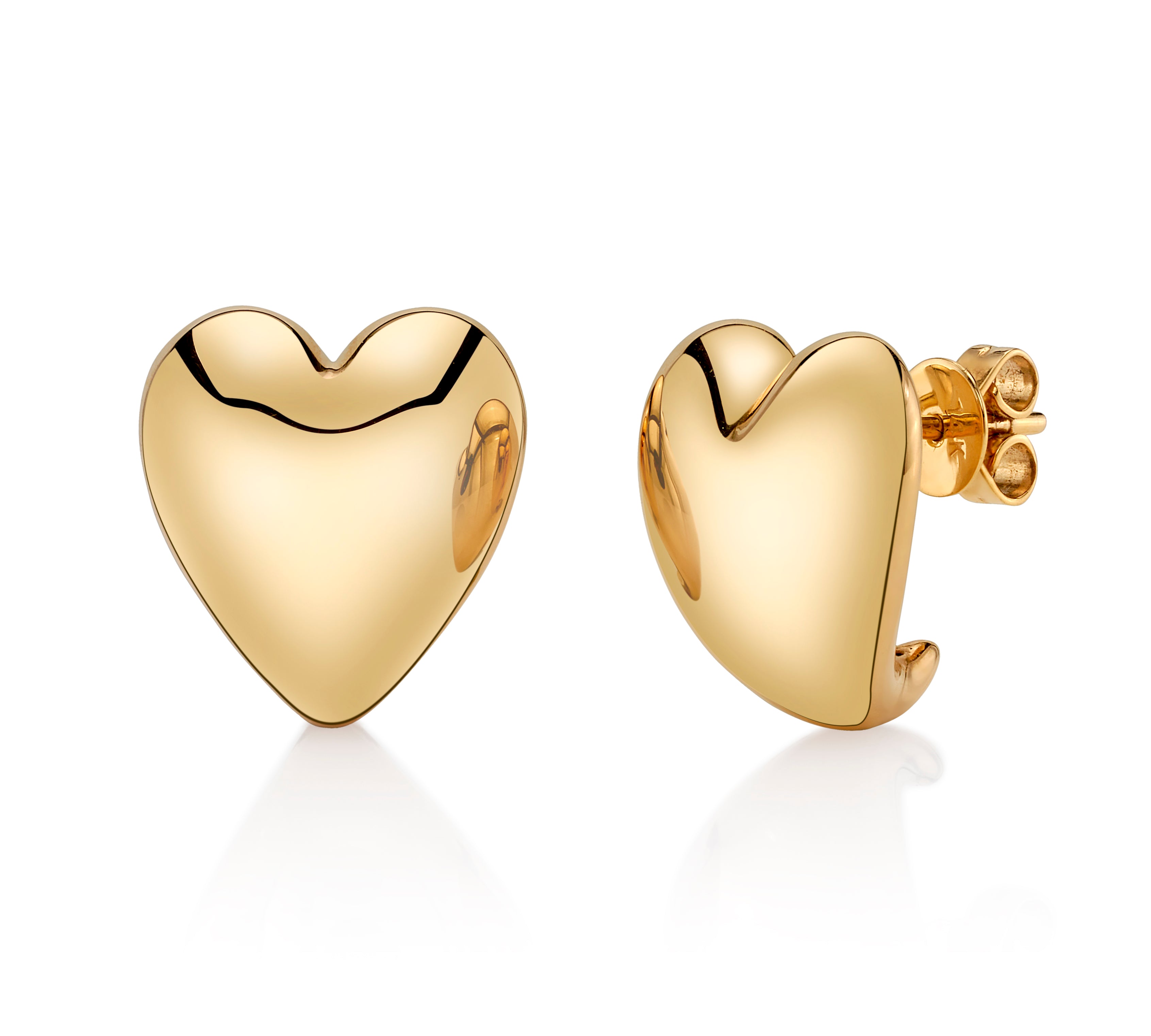 Puffy Gold Heart Stud Stud Earrings Roseark Deux   
