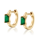 Precious-Stone Baguette Huggie Huggie Earrings Roseark Deux Pair Emerald 