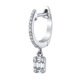 Diamond Huggie with Baguette-Round Dangle Huggie Earrings Roseark Deux Single  