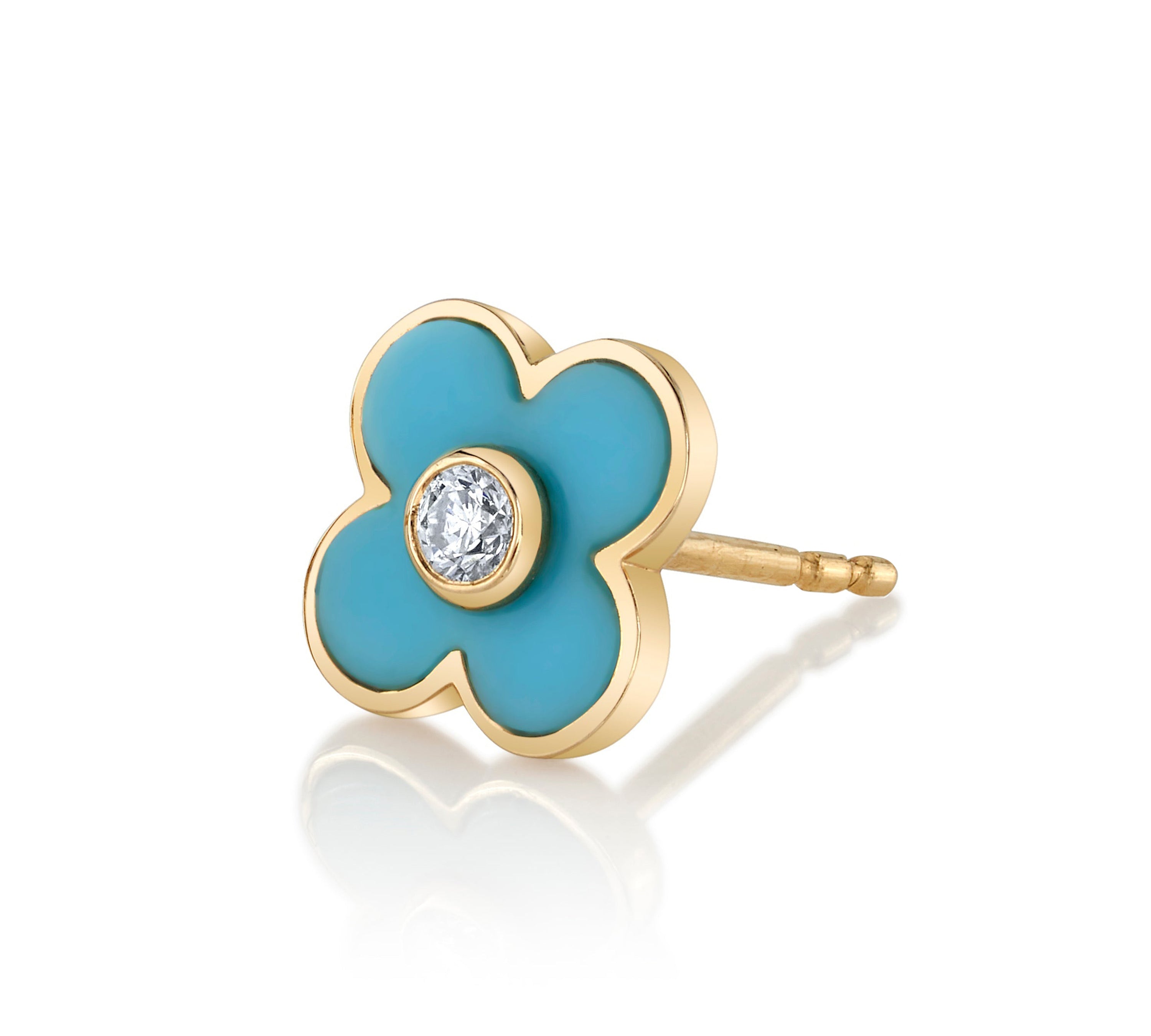 Daisy Enamel Stud Stud Earrings Roseark Deux Turquoise Single 