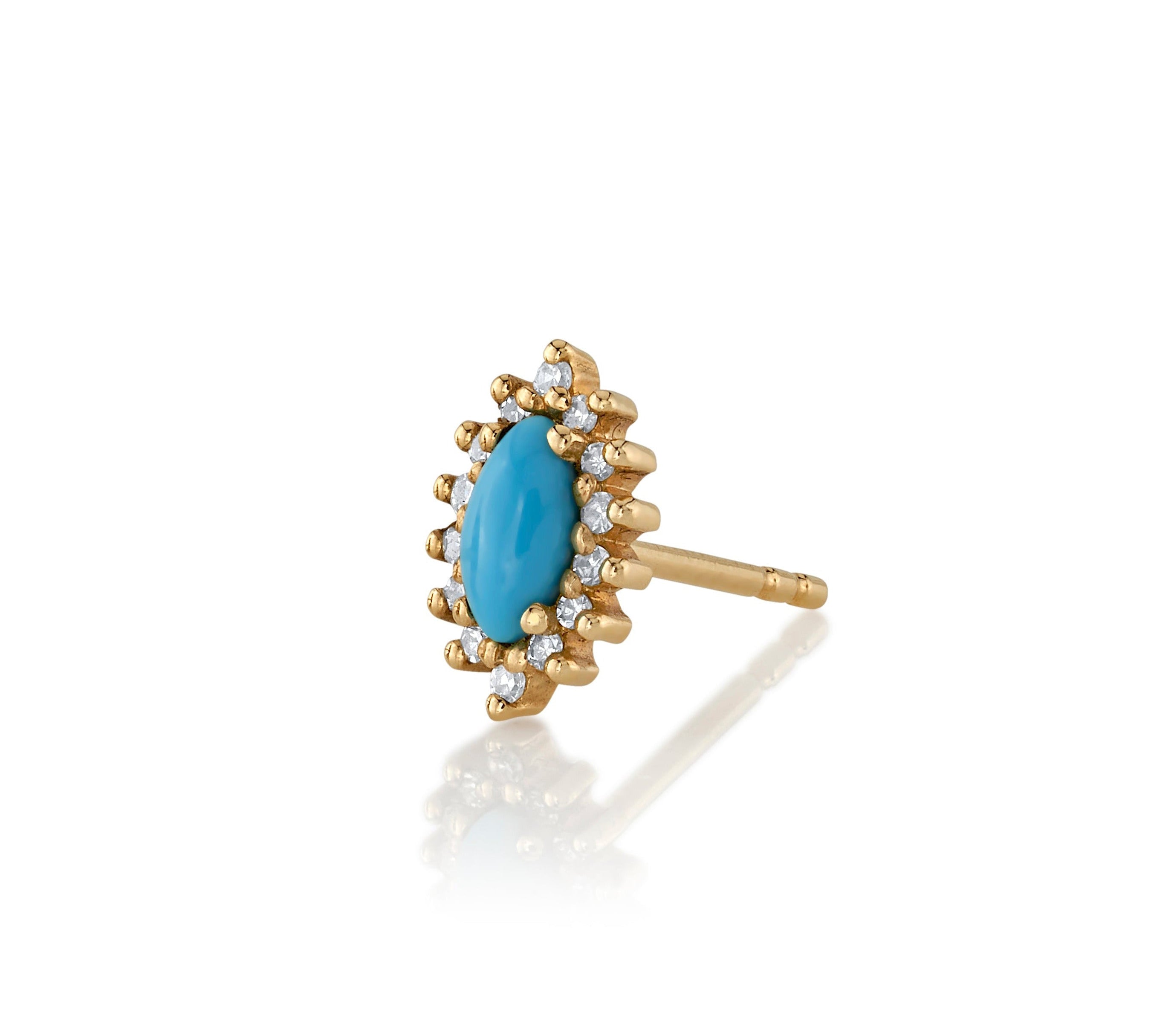 Marquise Turquoise Diamond Stud Stud Earrings Roseark Deux Single  