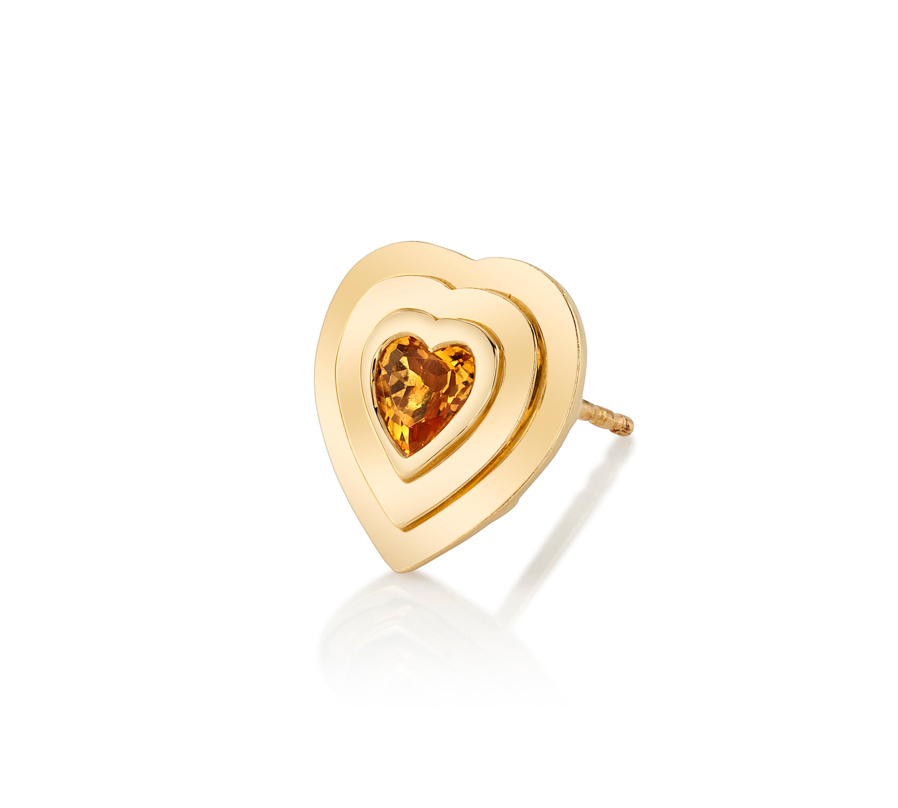 Citrine Heart Stud Studs Roseark Deux Single  