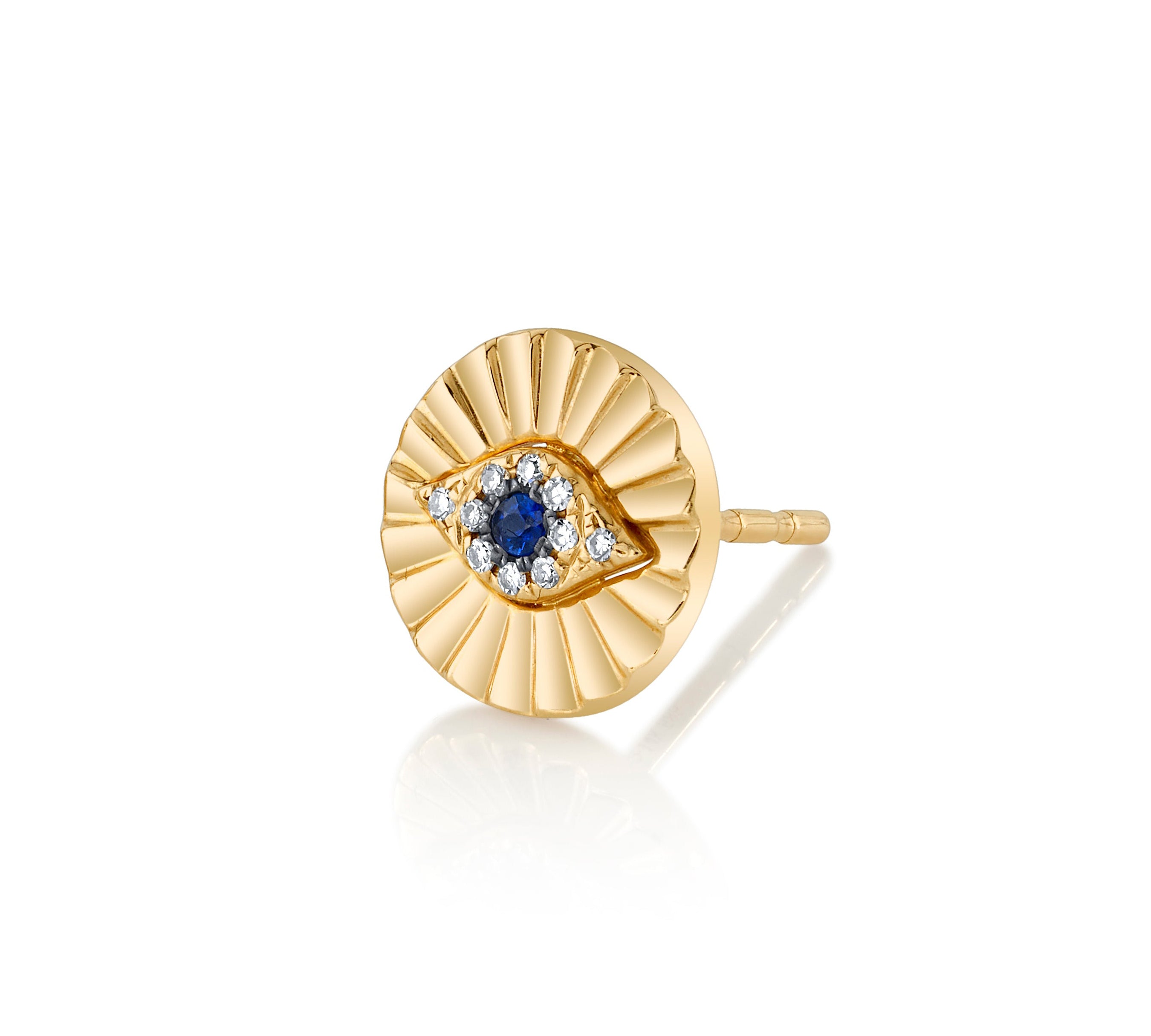 Sapphire Evil Eye Stud with Diamonds Studs Roseark Deux Single  