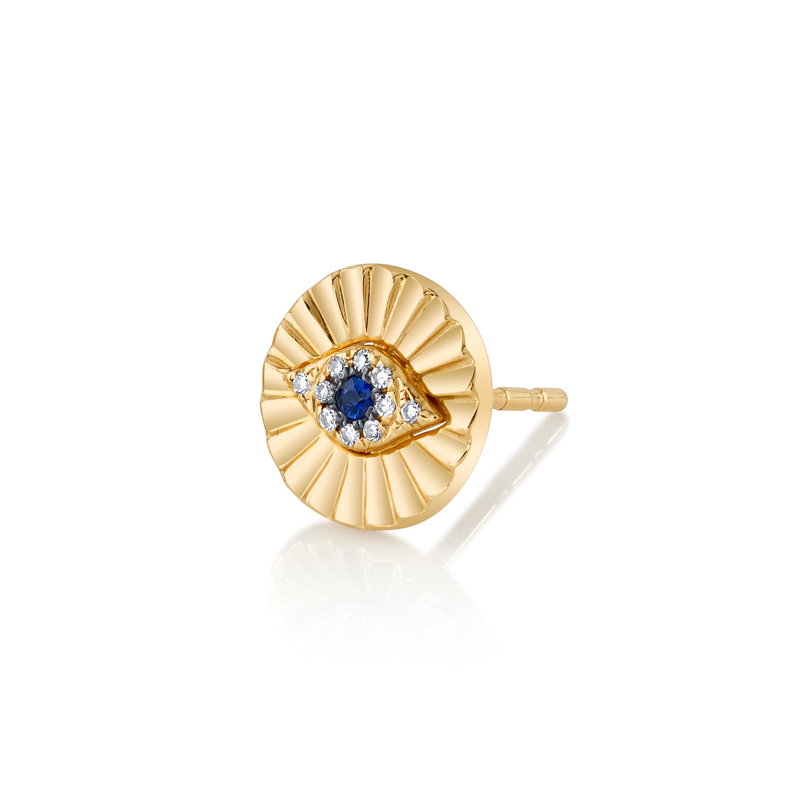 Sapphire Evil Eye Stud with Diamonds Studs Roseark Deux Single  