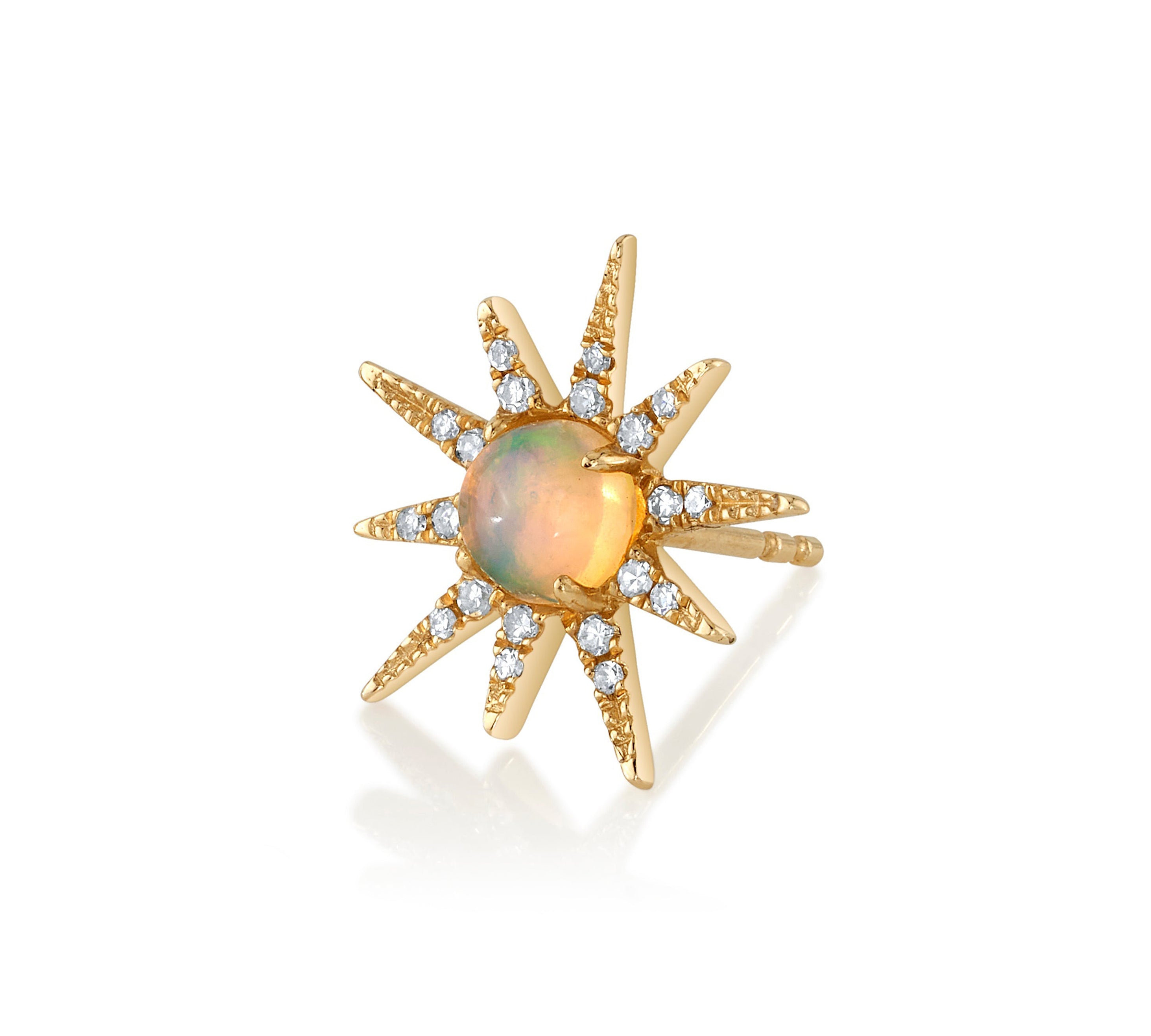 Opal Star Earring with Diamonds Stud Earrings Roseark Deux Single  