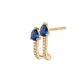 Sapphire Pave Diamond U-Hoop Studs Roseark Deux Single  