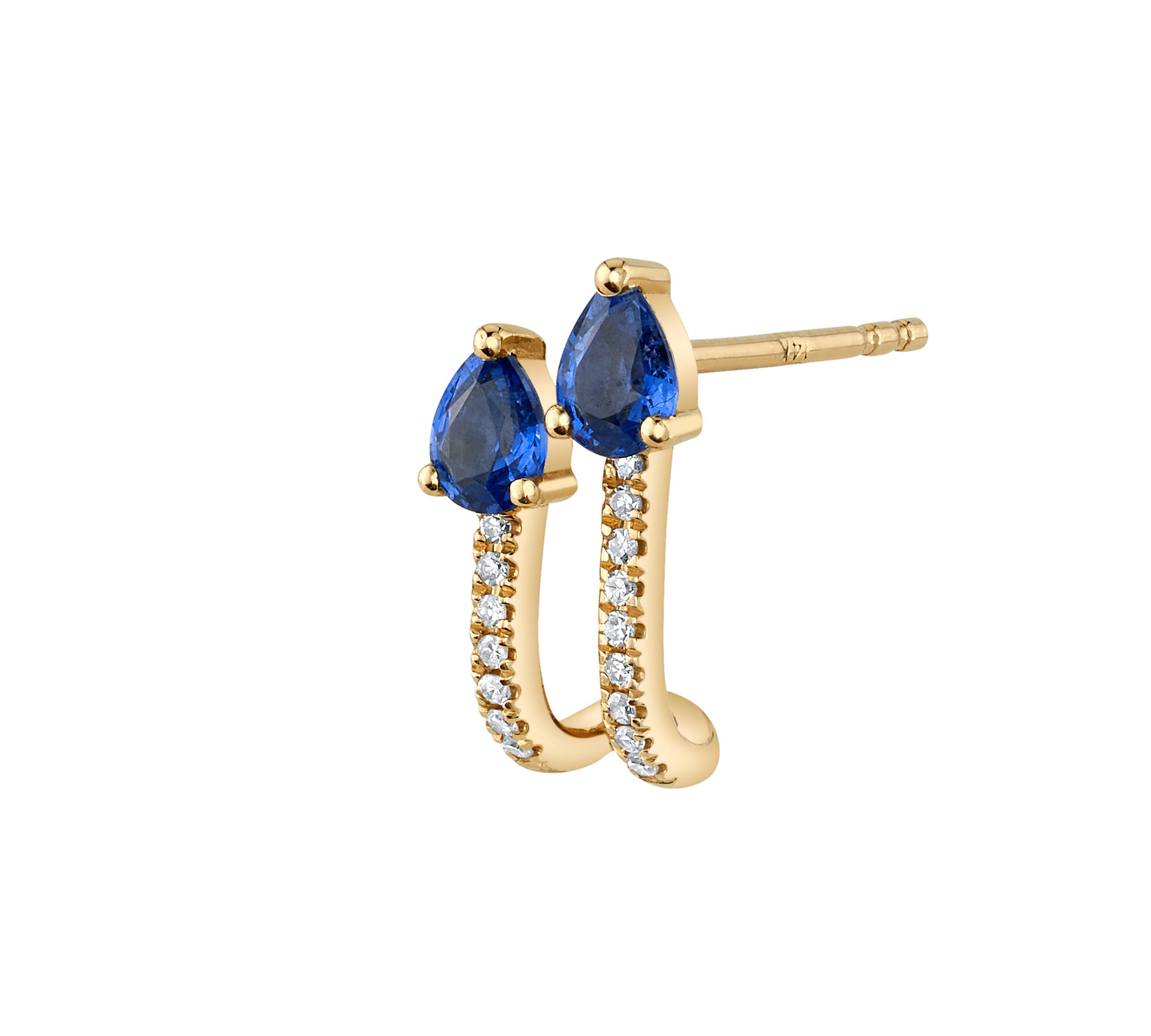 Sapphire Pave Diamond U-Hoop Studs Roseark Deux Single  