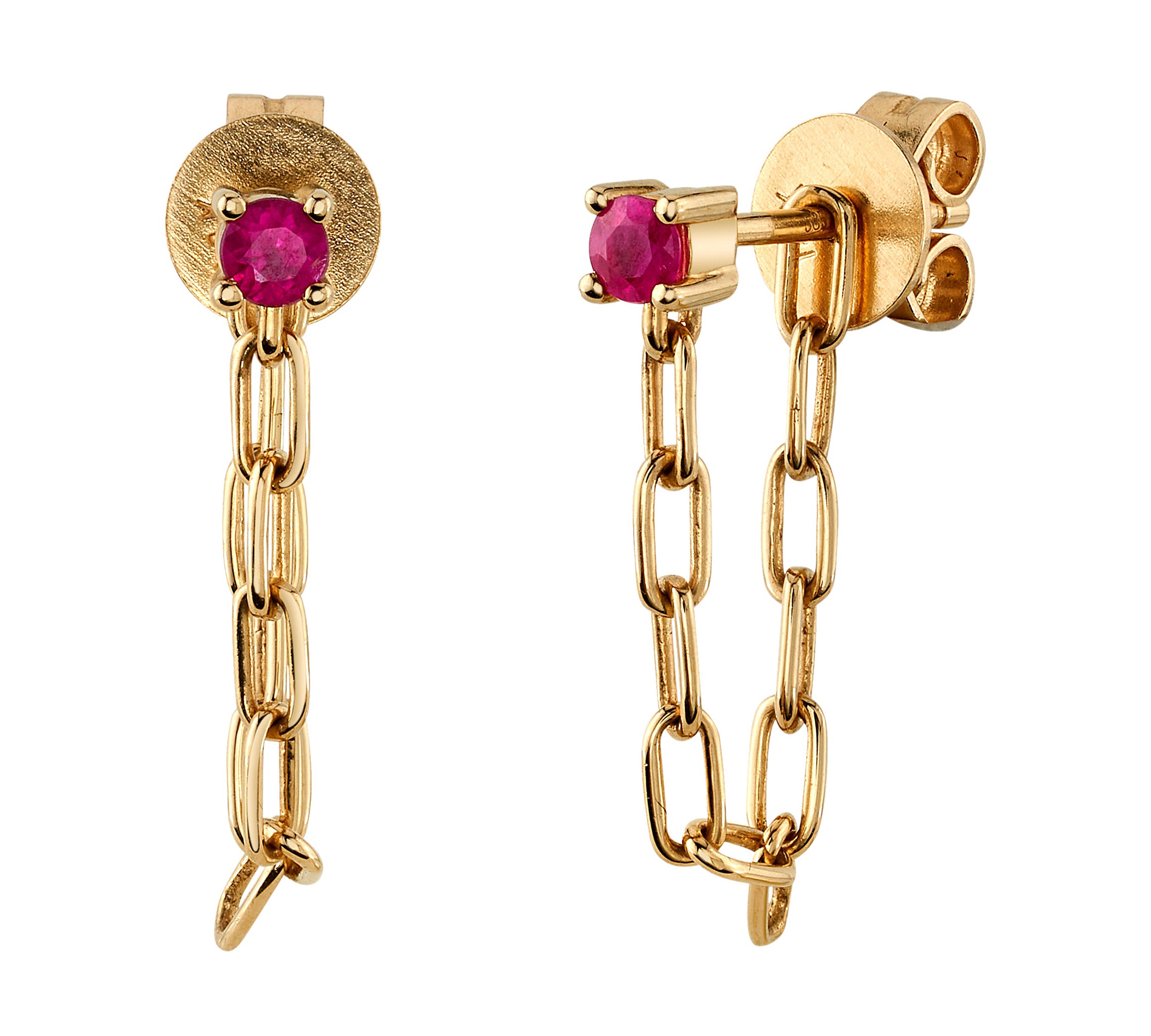 Ruby Chain Drop Earrings Drop Earrings Roseark Deux Pair  