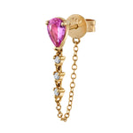 Teardrop Sapphire Diamond Chain Earring Chain Roseark Deux Single Pink Sapphire 