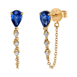 Teardrop Sapphire Diamond Chain Earring Chain Roseark Deux Pair Blue Sapphire 