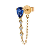 Teardrop Sapphire Diamond Chain Earring Chain Roseark Deux Single Blue Sapphire 