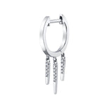 Diamond 3-Fringe Drop Huggie Huggie Earrings Roseark Deux Single White Gold 