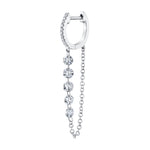 5-Diamond Chain Drop Huggie Drop Earrings Roseark Deux Single White Gold 