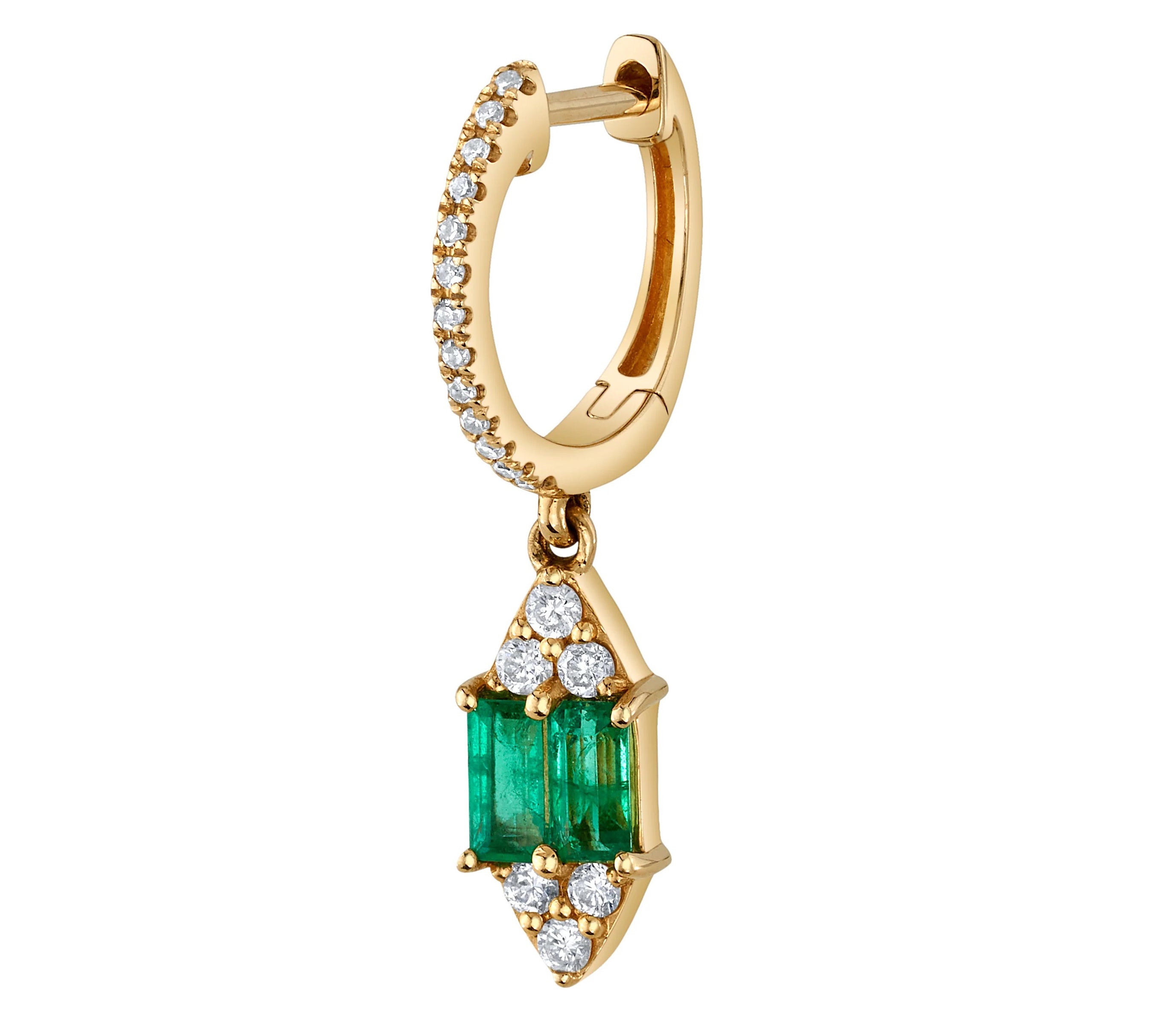 Stone Diamond Headlight-Drop Earring Huggie Earrings Roseark Deux Emerald Single 