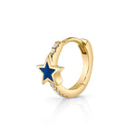 Blue Enamel Star Huggie Huggie Earrings Roseark Deux Single  