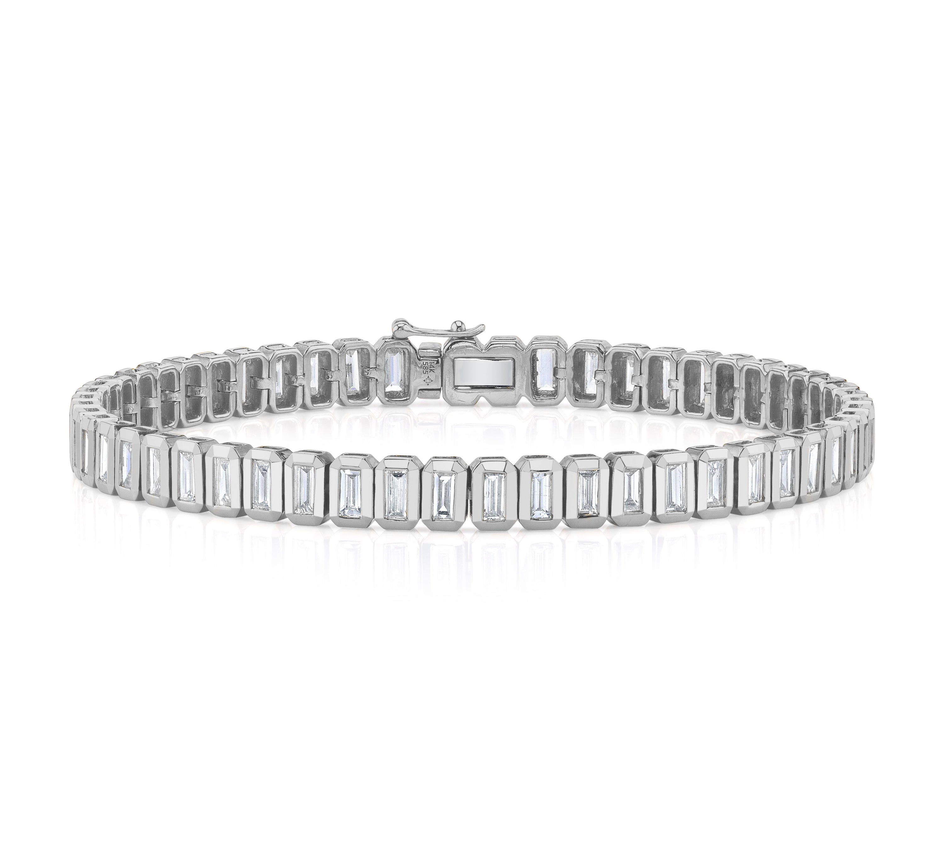 Diamond Baguette Tennis Bracelet Tennis Bracelet Roseark Deux White Gold  