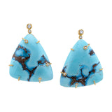 One of a Kind Golden Hill Turquoise and Diamond Earrings Statement Earrings Jill Hoffmeister   
