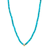Diamond and Faceted Turquoise Beaded Necklace Beaded Jill Hoffmeister   