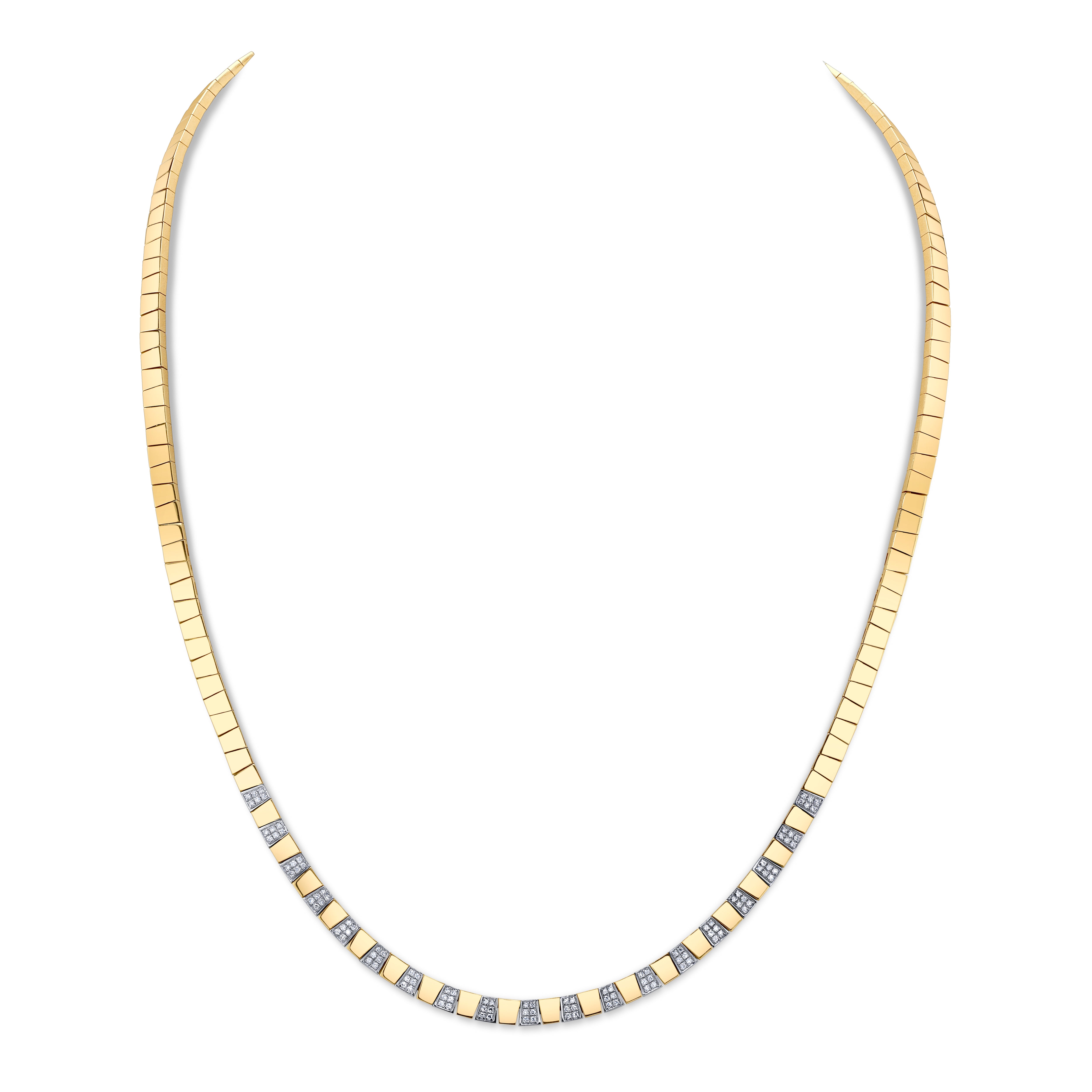 Alternating Yellow Gold and Diamond Necklace Collar Roseark Deux   