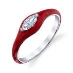 Red Enamel Evil Eye Diamond Ring Band Roseark Vintage   