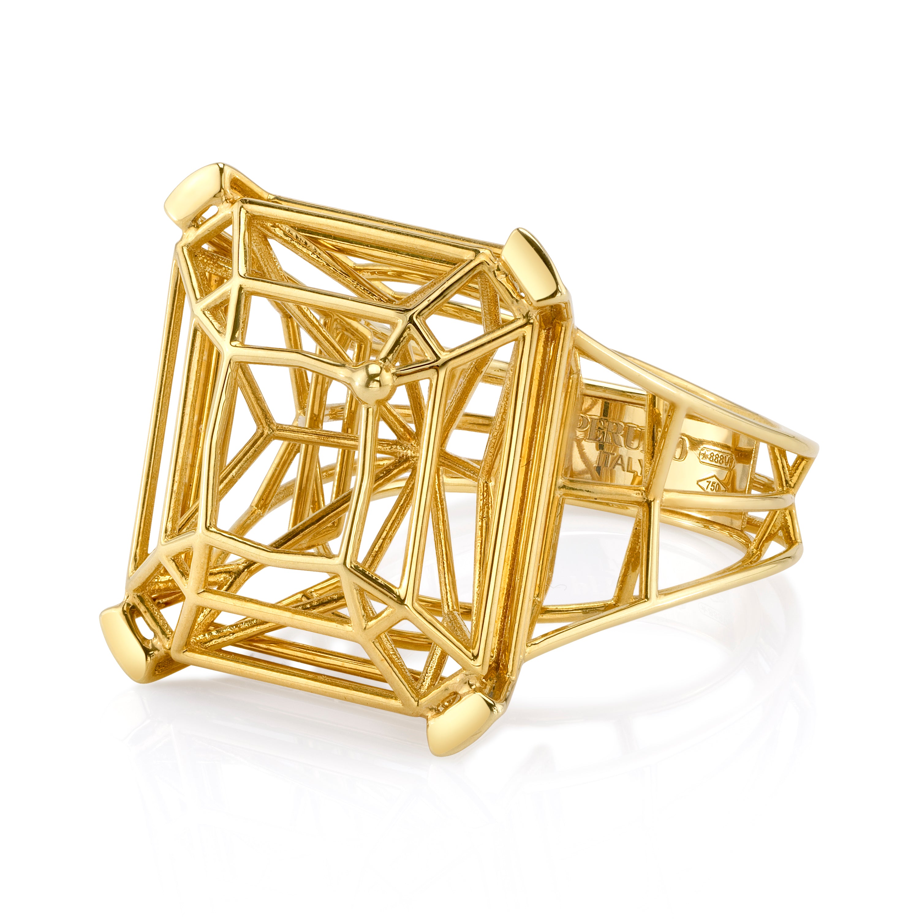 Estate Peruffo Graphique Ring, Emerald Cut Statement Ring Roseark Vintage   