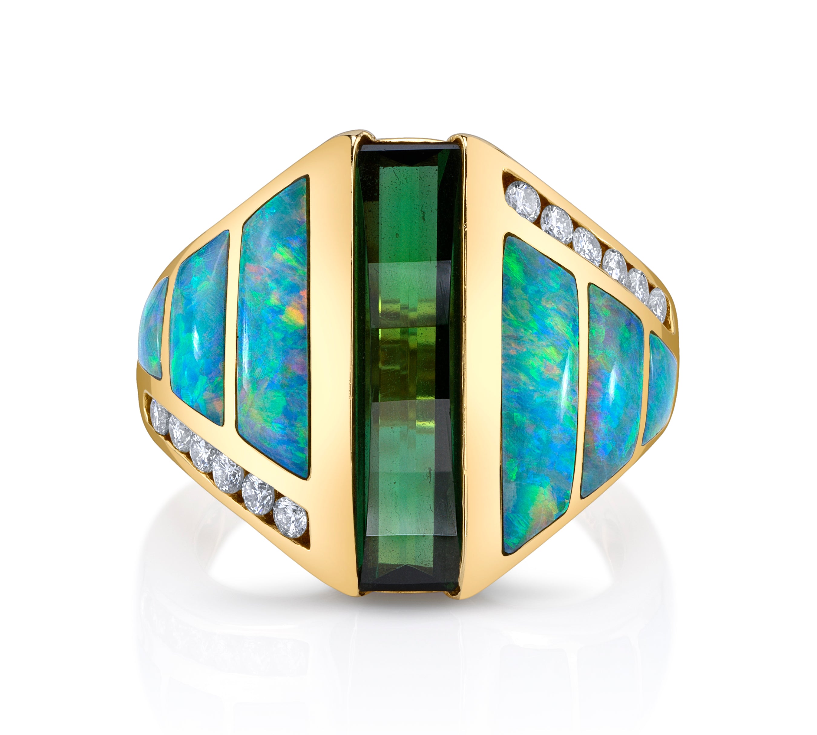 Estate Opal and Tourmaline Ring Statement Roseark Vintage   
