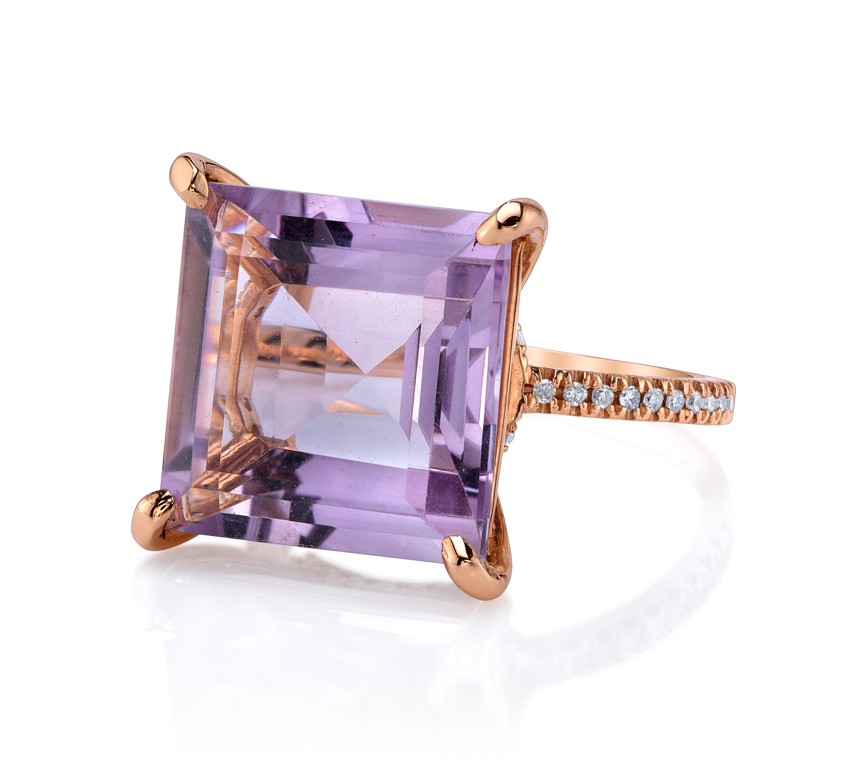 Ascher Cut Amethyst Ring Cocktail Ring SA Estate   