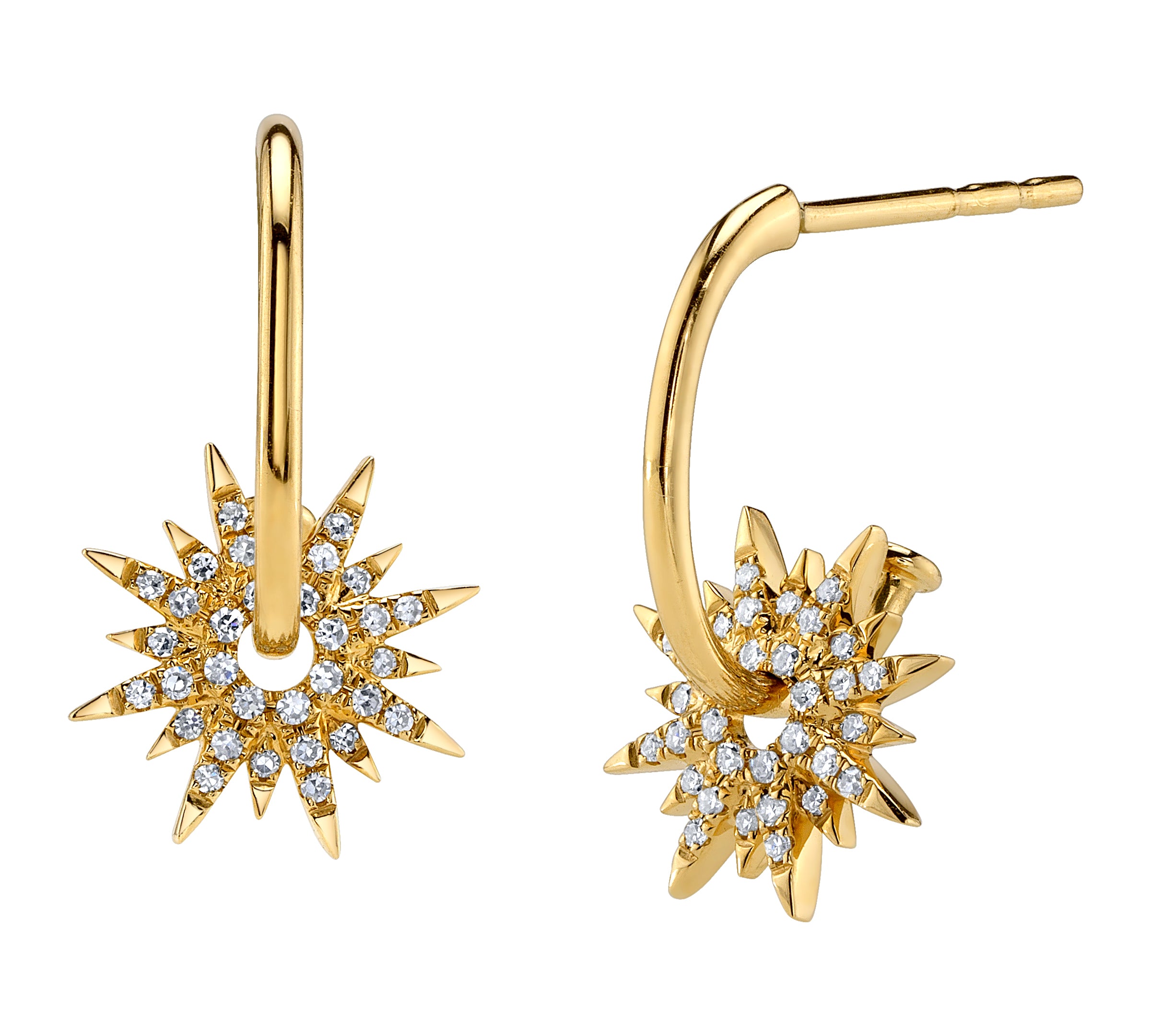 Diamond Star Cluster Hoop Hoop Earrings Roseark Deux   