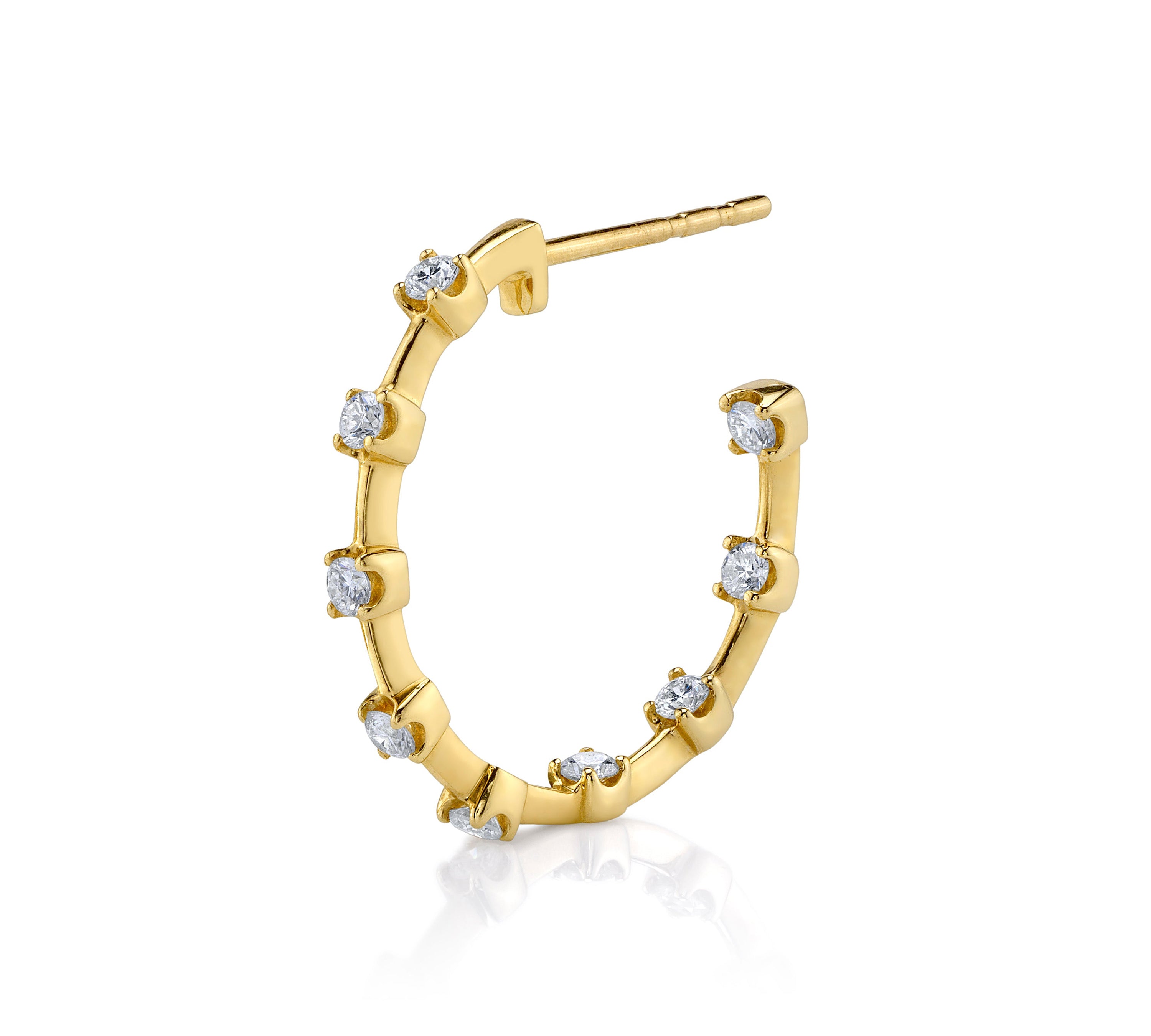 Prong-Set Diamond Hoop Hoop Earrings Roseark Deux Single  