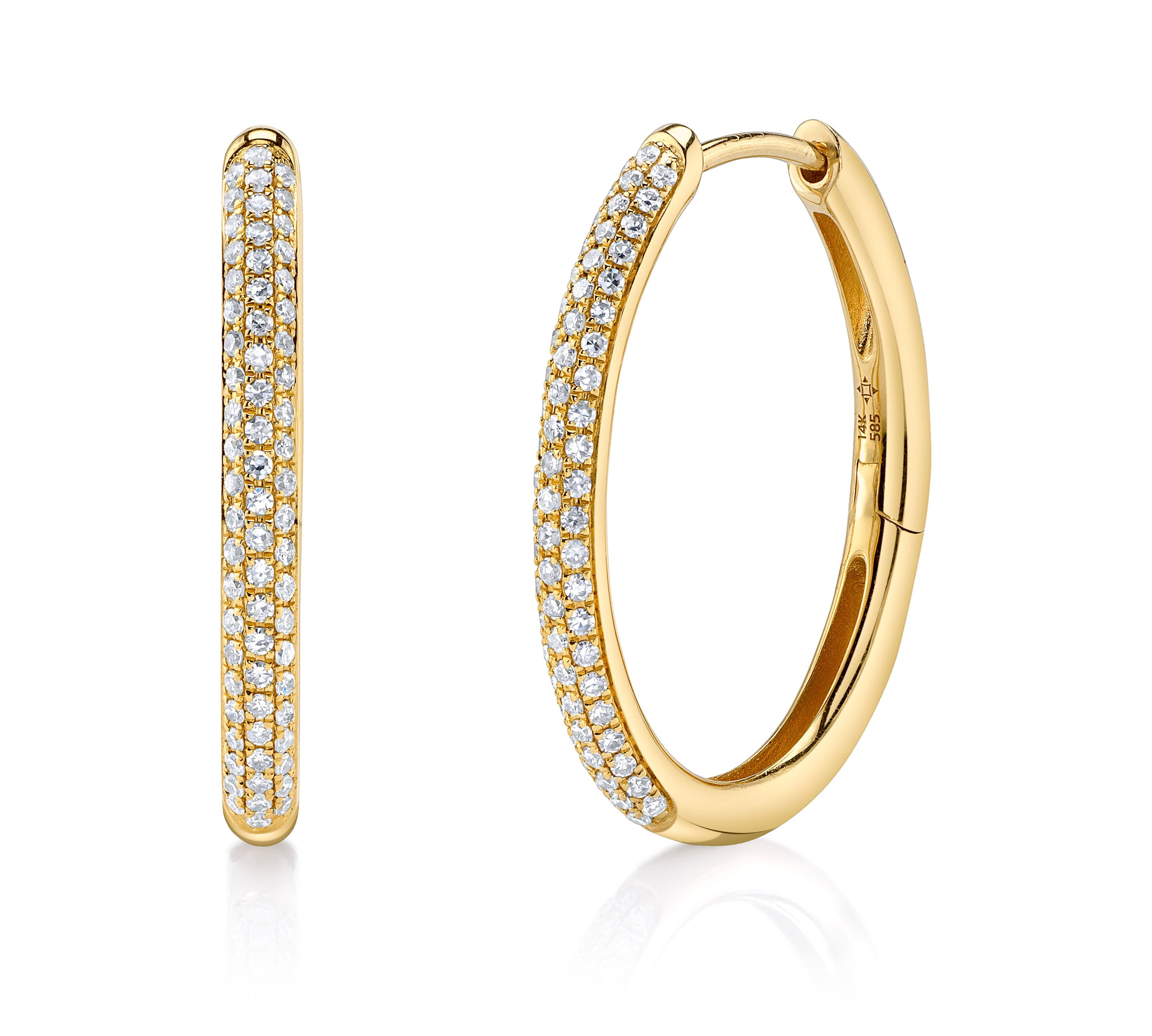 Pave Diamond Bridgette Hoop Hoop Earrings Roseark Deux Pair