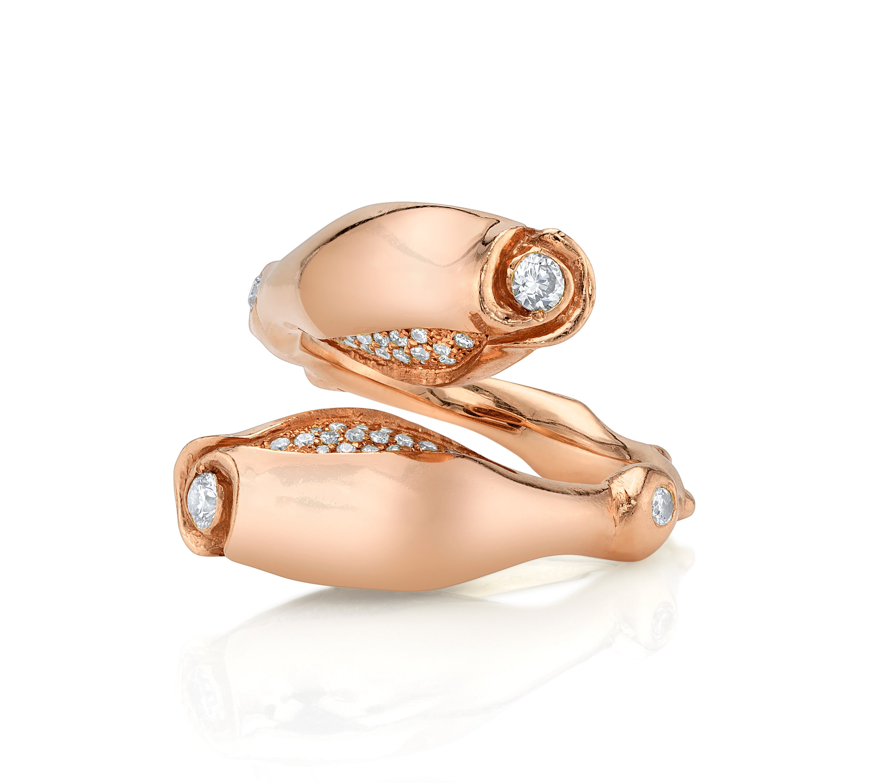 Rosebud Ring with Diamonds, Large Statement Ring Roseark Jewelry Rose gold