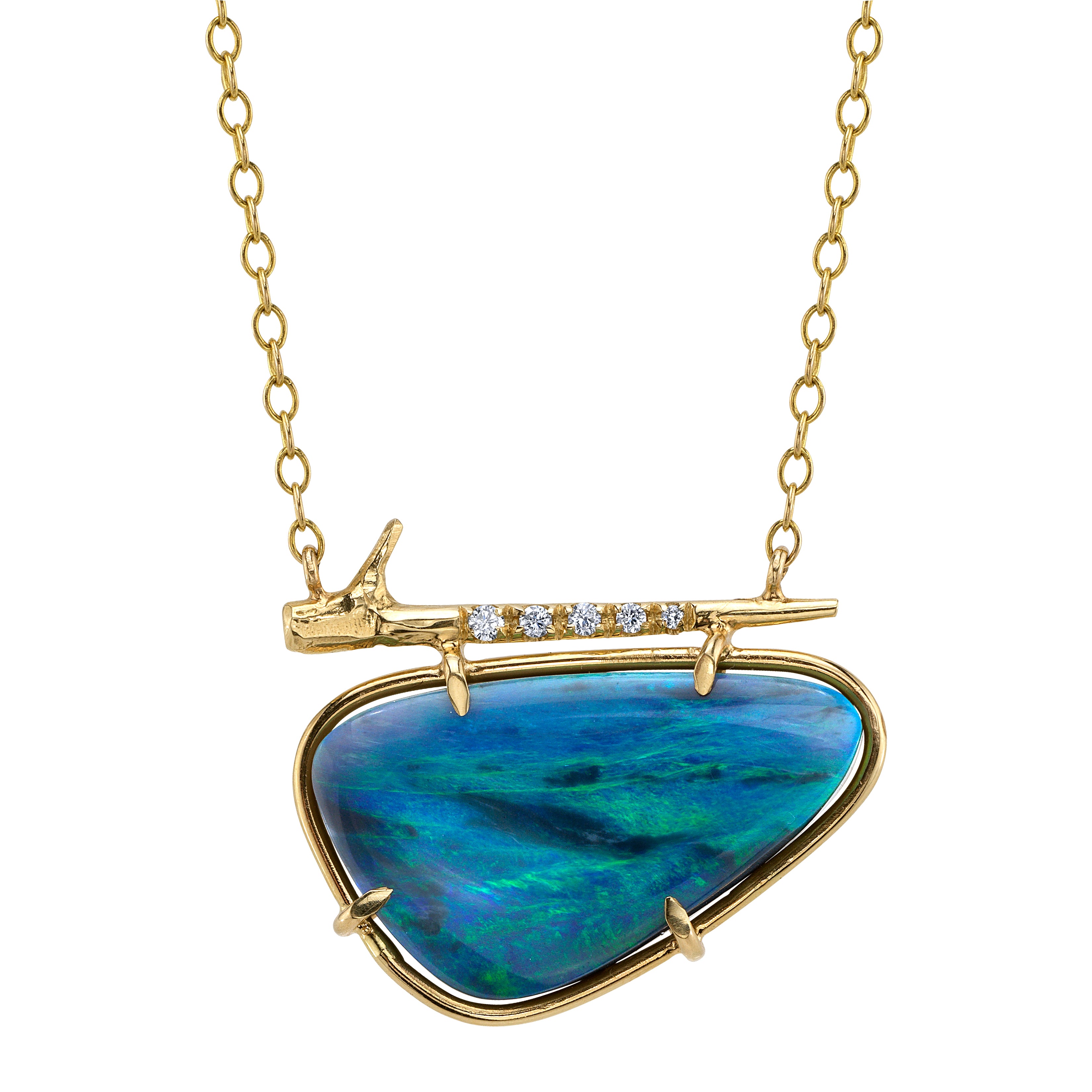 Solar Opal Thorn Necklace Pendant Elisabeth Bell Jewelry   
