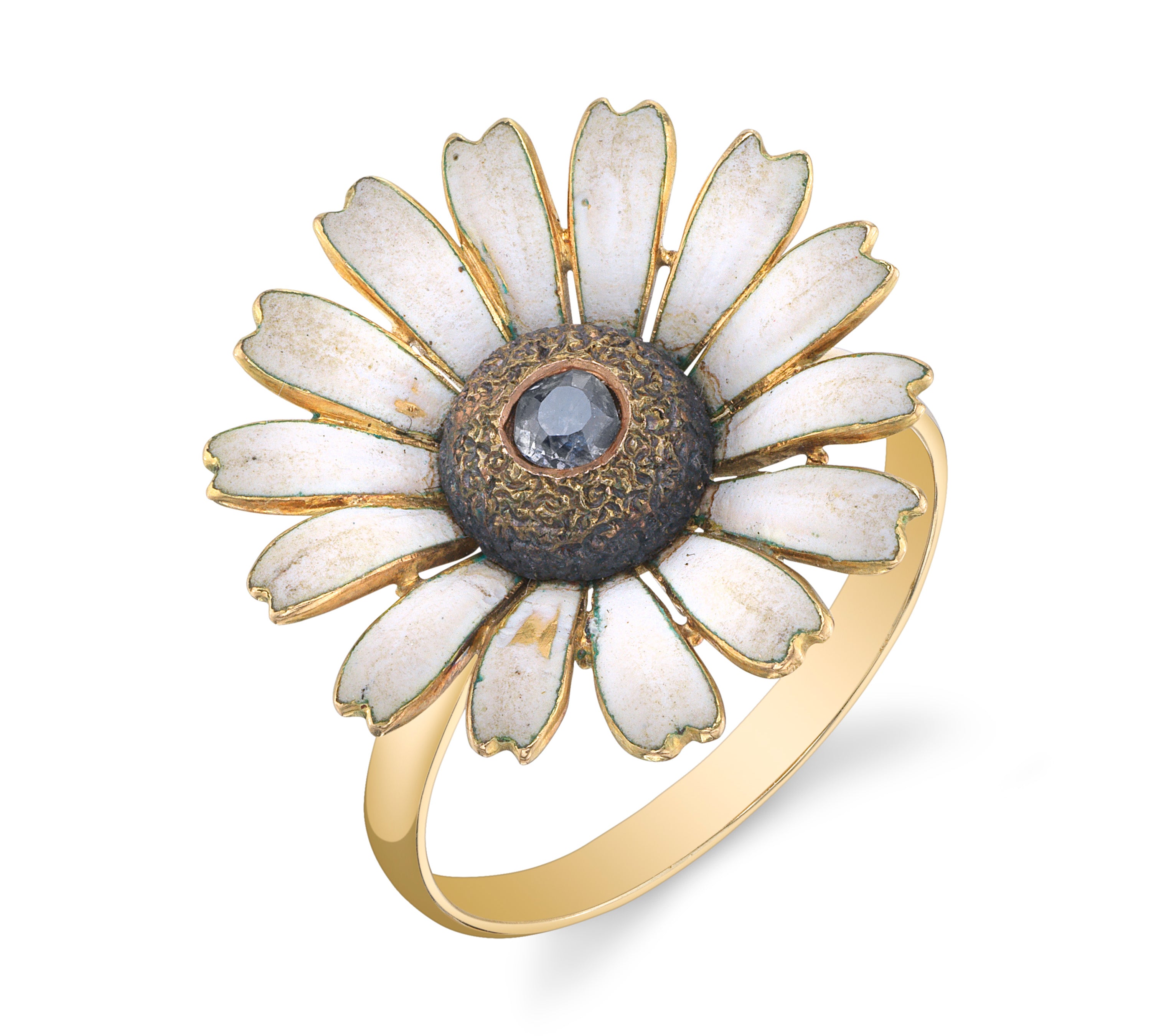 Antique Daisy Ring with Rosecut Diamond Statement Roseark Vintage   