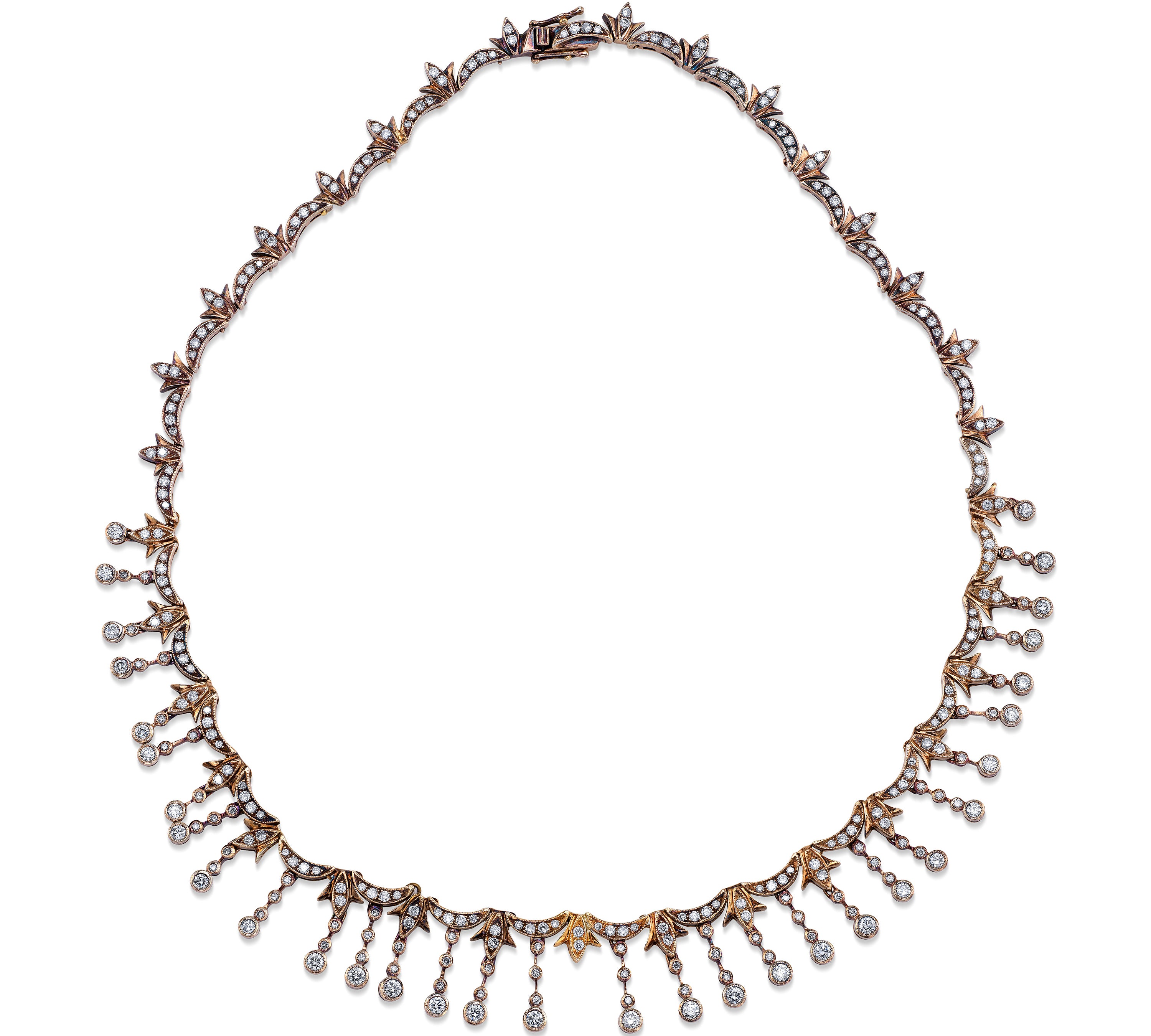 Estate Diamond Fringe Necklace Collar Roseark Vintage   