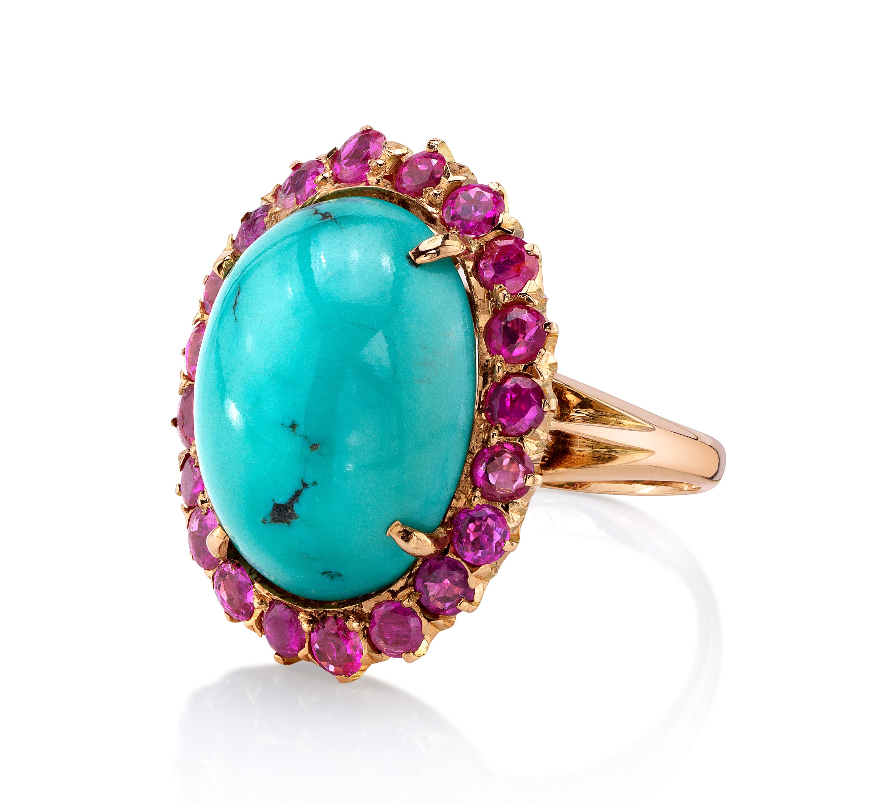 Antique Turquoise Ruby Cocktail Ring Cocktail Ring Roseark Vintage   
