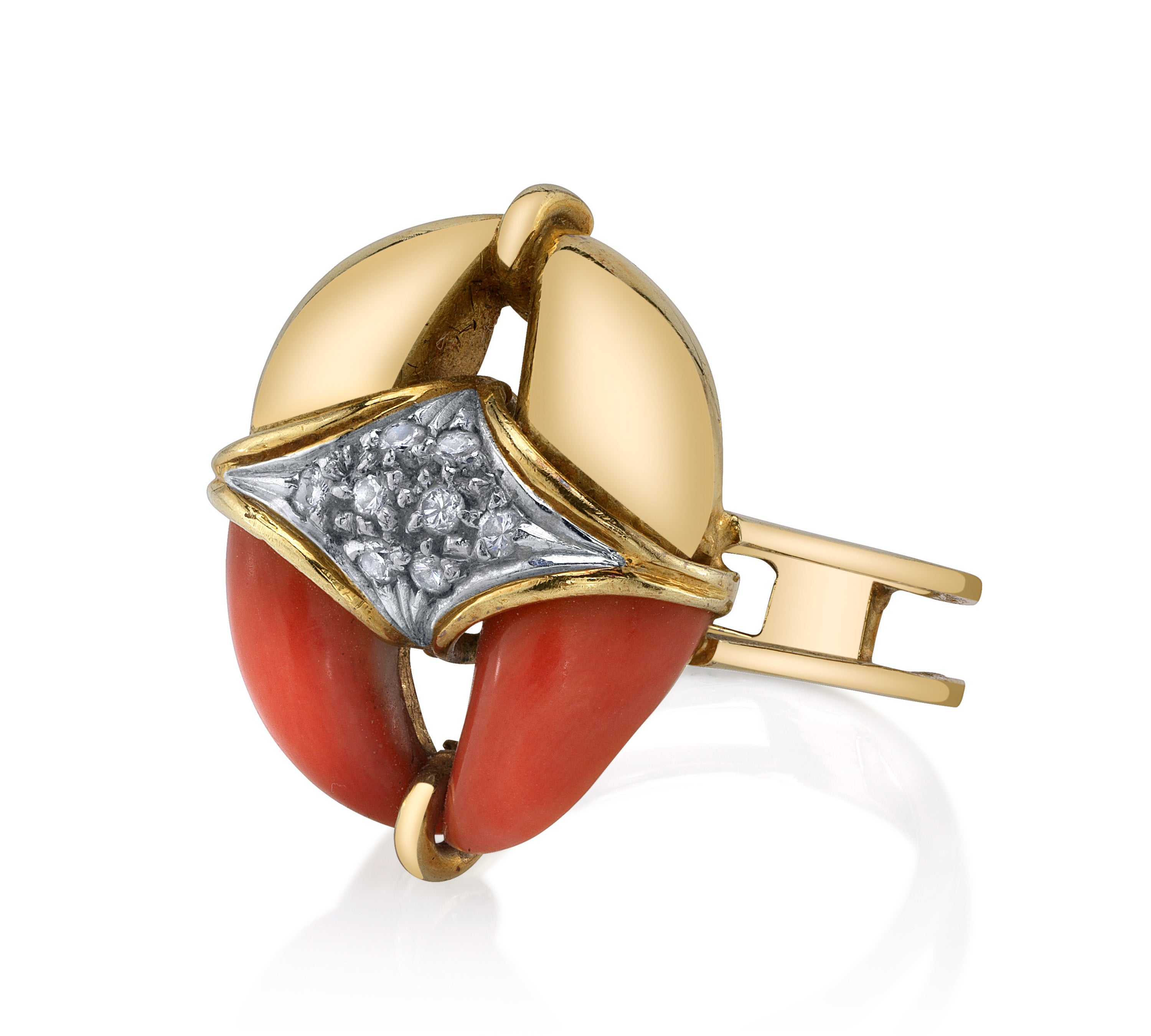 Vintage Coral Diamond Ring Statement Ring Roseark Vintage   