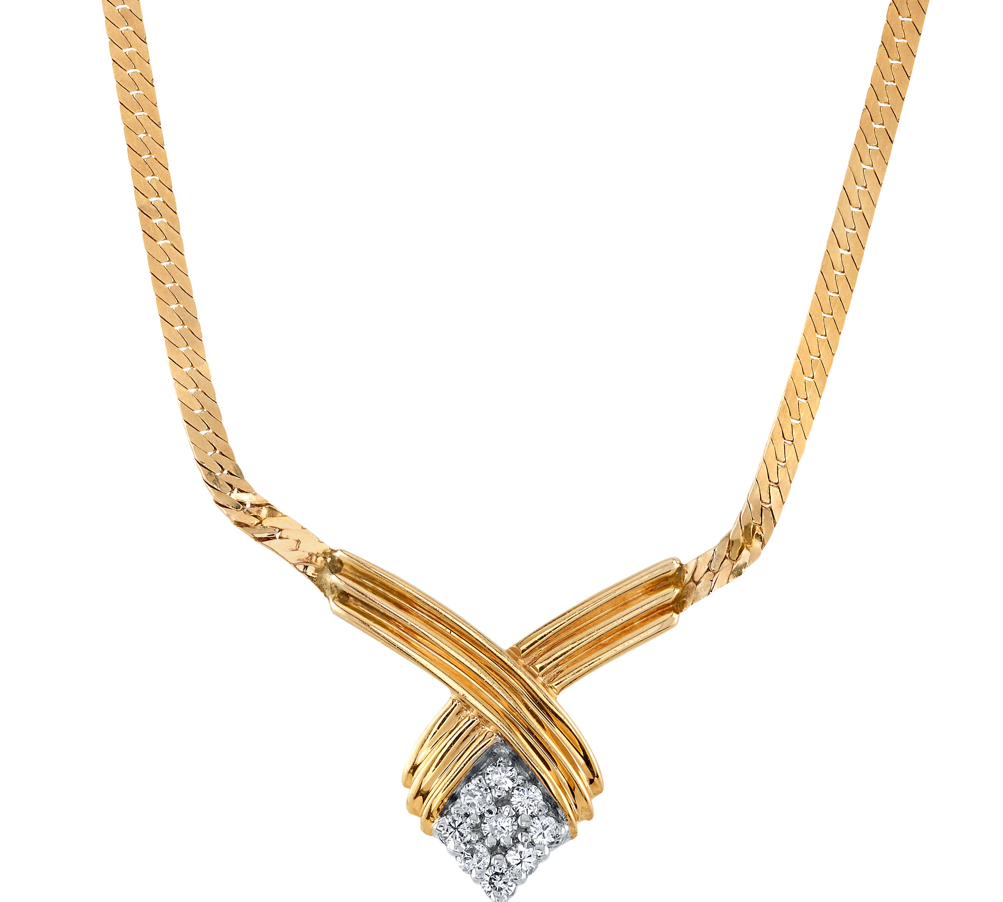 Herringbone and Diamond Chevron Necklace Pendant Roseark Vintage   