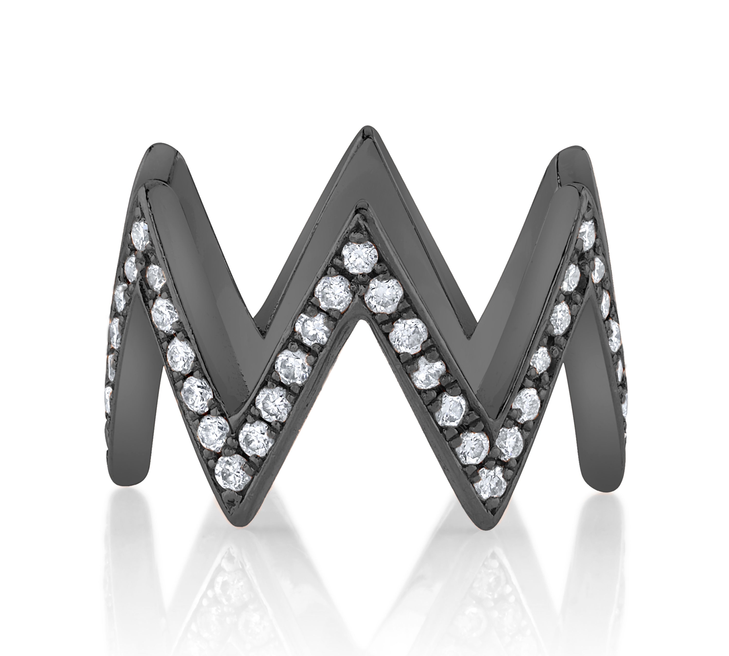 Ikat Diamond Midi Ring Ring Jagga Jewelry Black