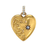 Vintage Heart Locket with Diamond Bail Charm Roseark Vintage Mini Fleur-de-Lis Heart  