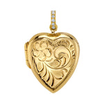 Vintage Heart Locket with Diamond Bail Charm Roseark Vintage Flower Swirl Heart  