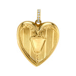 Vintage Heart Locket with Diamond Bail Charm Roseark Vintage Linear Heart  