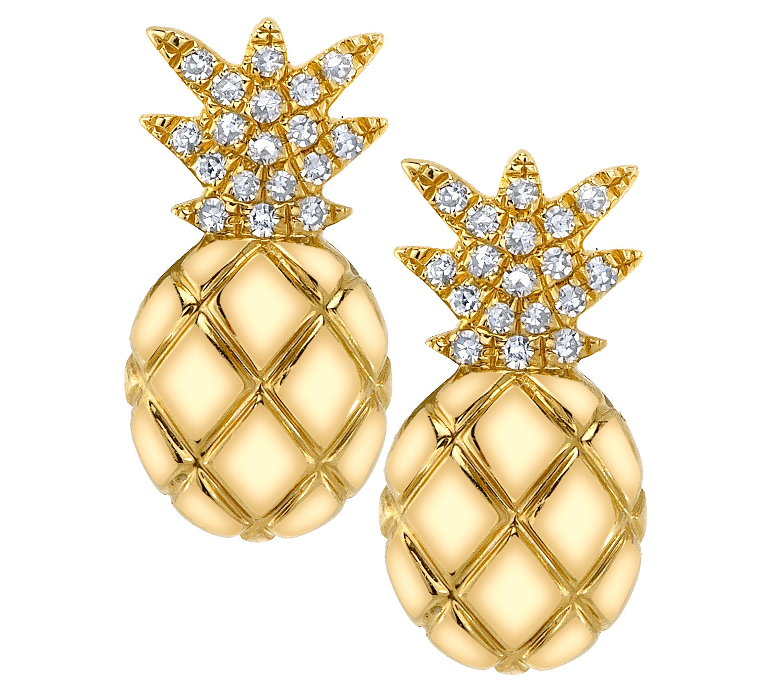 Pineapple Stud with Diamonds Earrings Roseark Deux Pair  