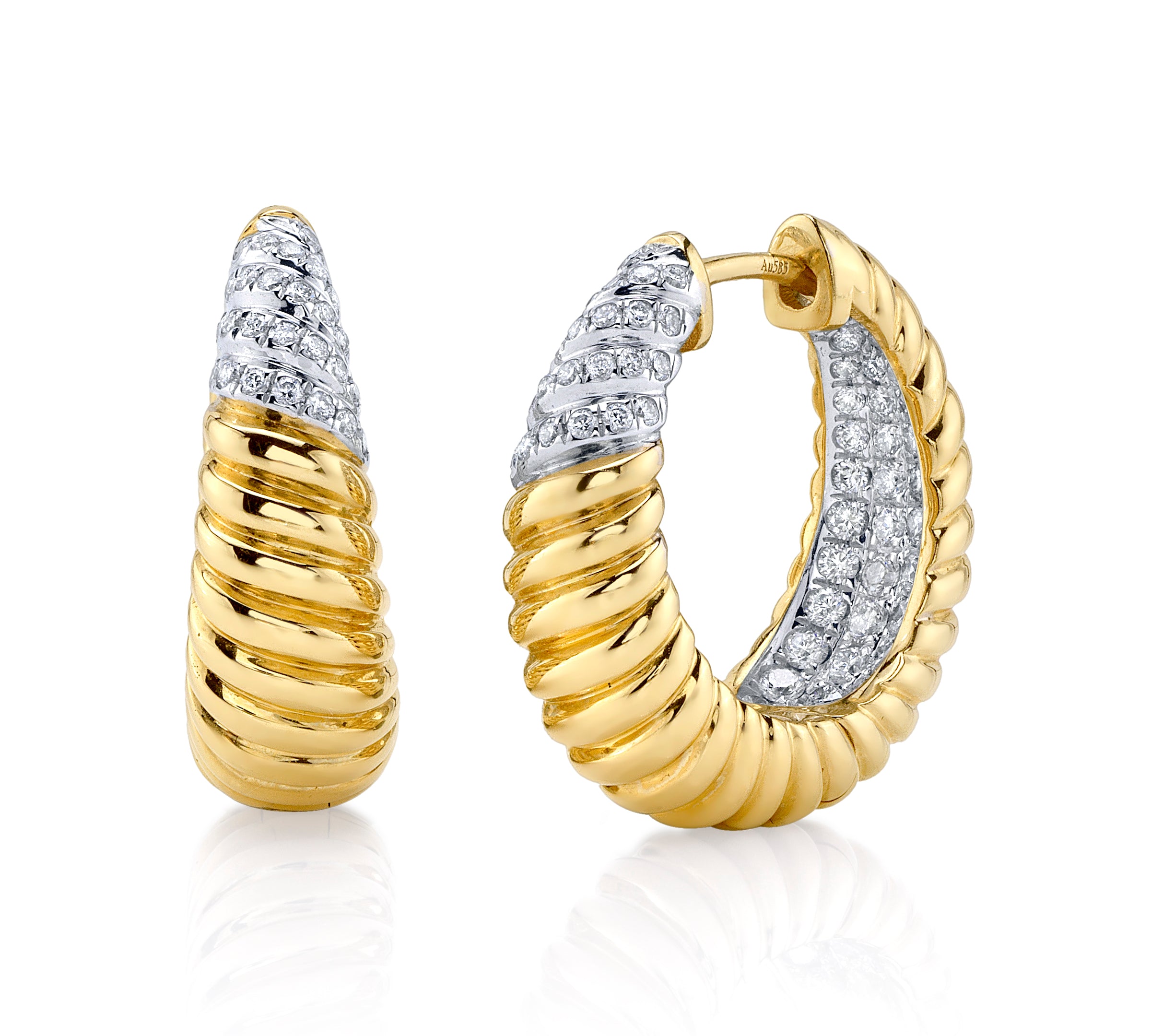 Diamond Twist Inside-Out Hoop Earrings Roseark Deux Pair  