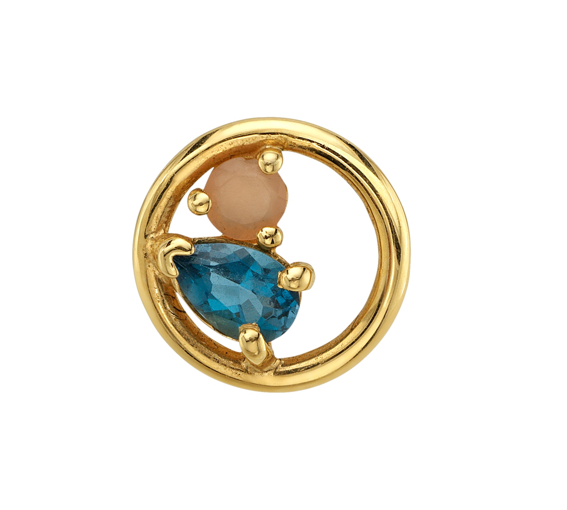 Topaz Moonstone Circular Hoop Studs Stud Earrings Looma Single