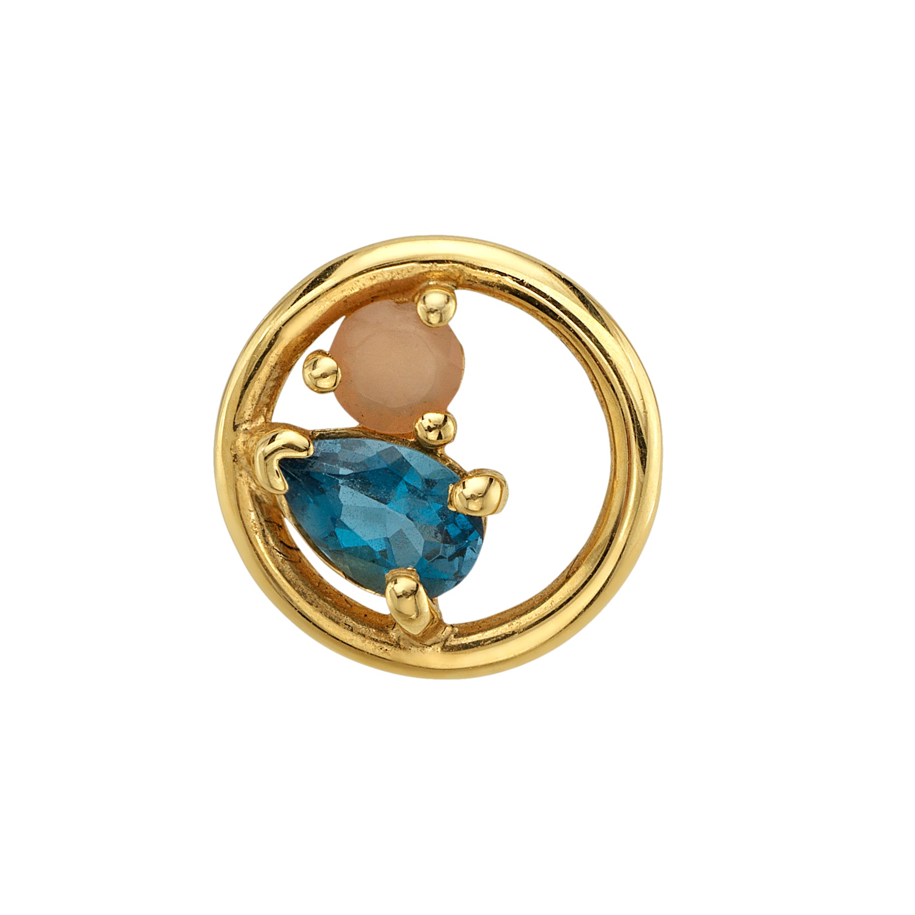 Topaz Moonstone Circular Hoop Studs Stud Earrings Looma Single