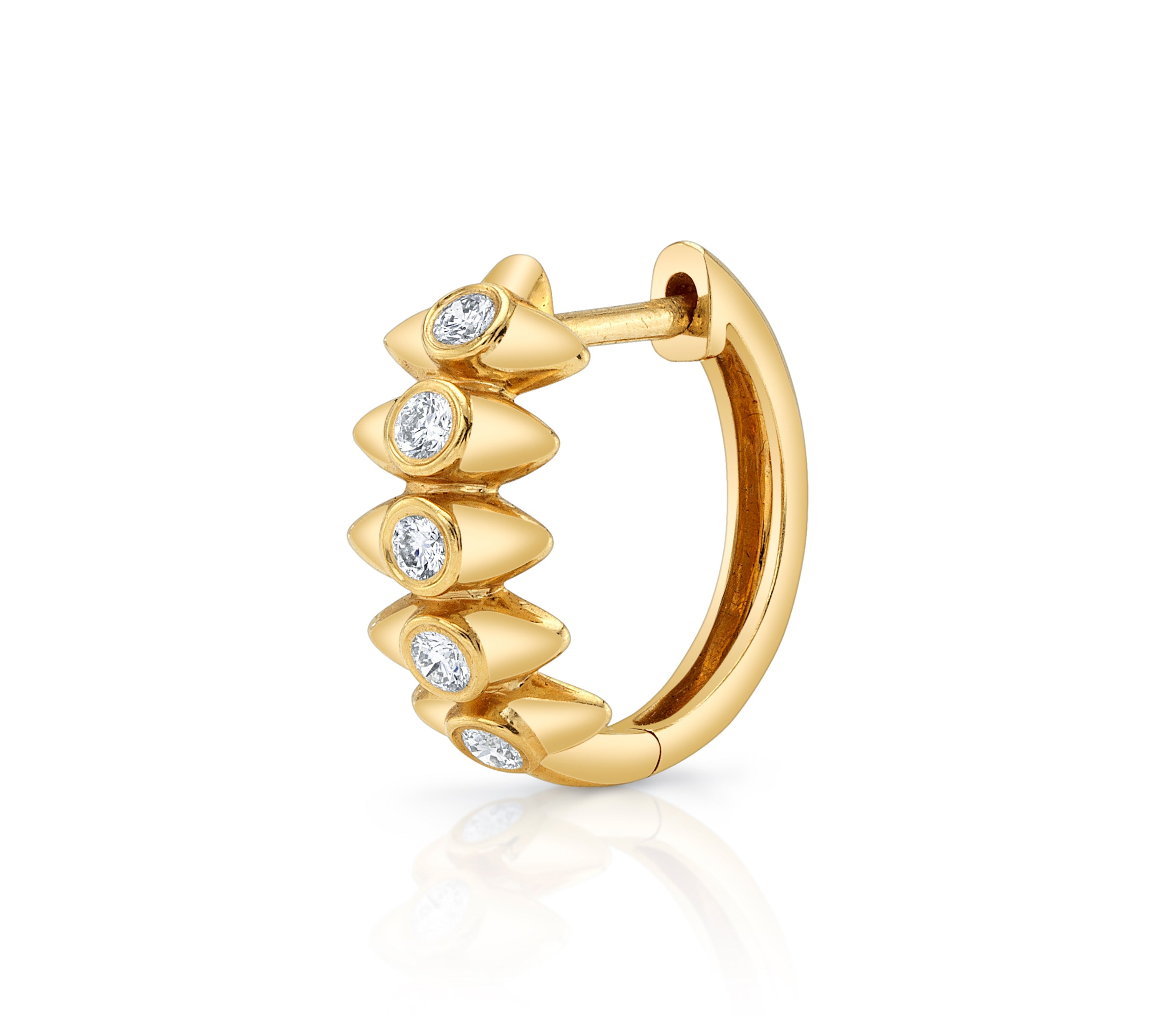 Bezel Diamond Line Spike Huggie Huggie Earrings Roseark Deux Single